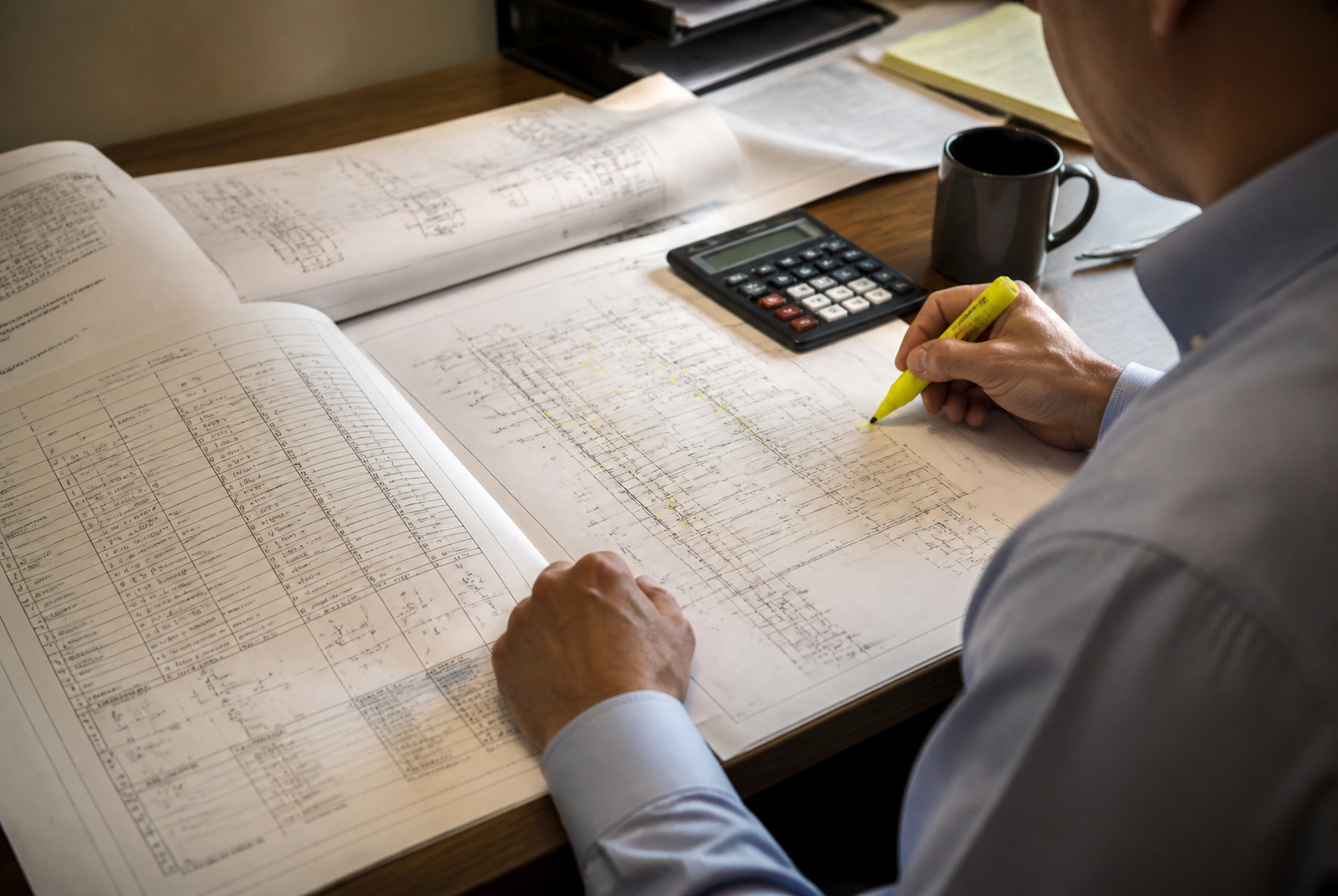 Electrical estimator reviewing project drawings