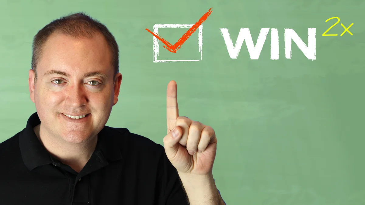 Mark Lallemand pointing to a WIN checkbox