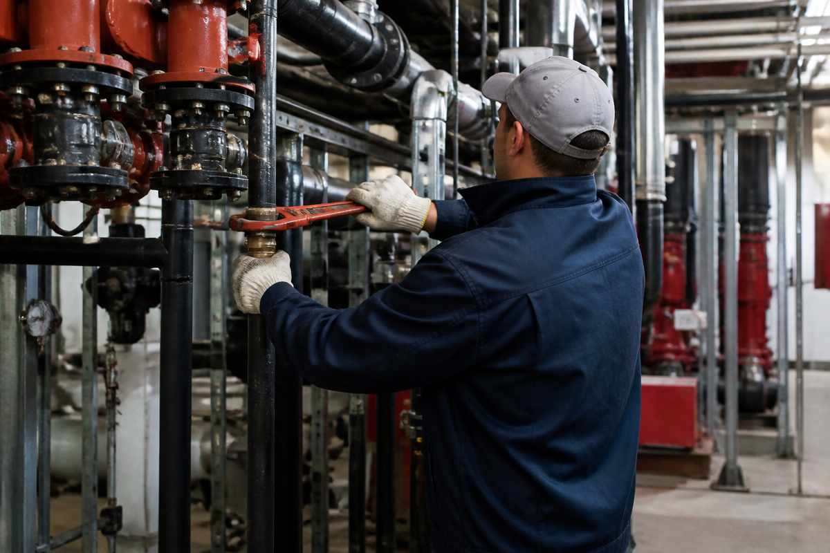 Mechanical room plumbing layout