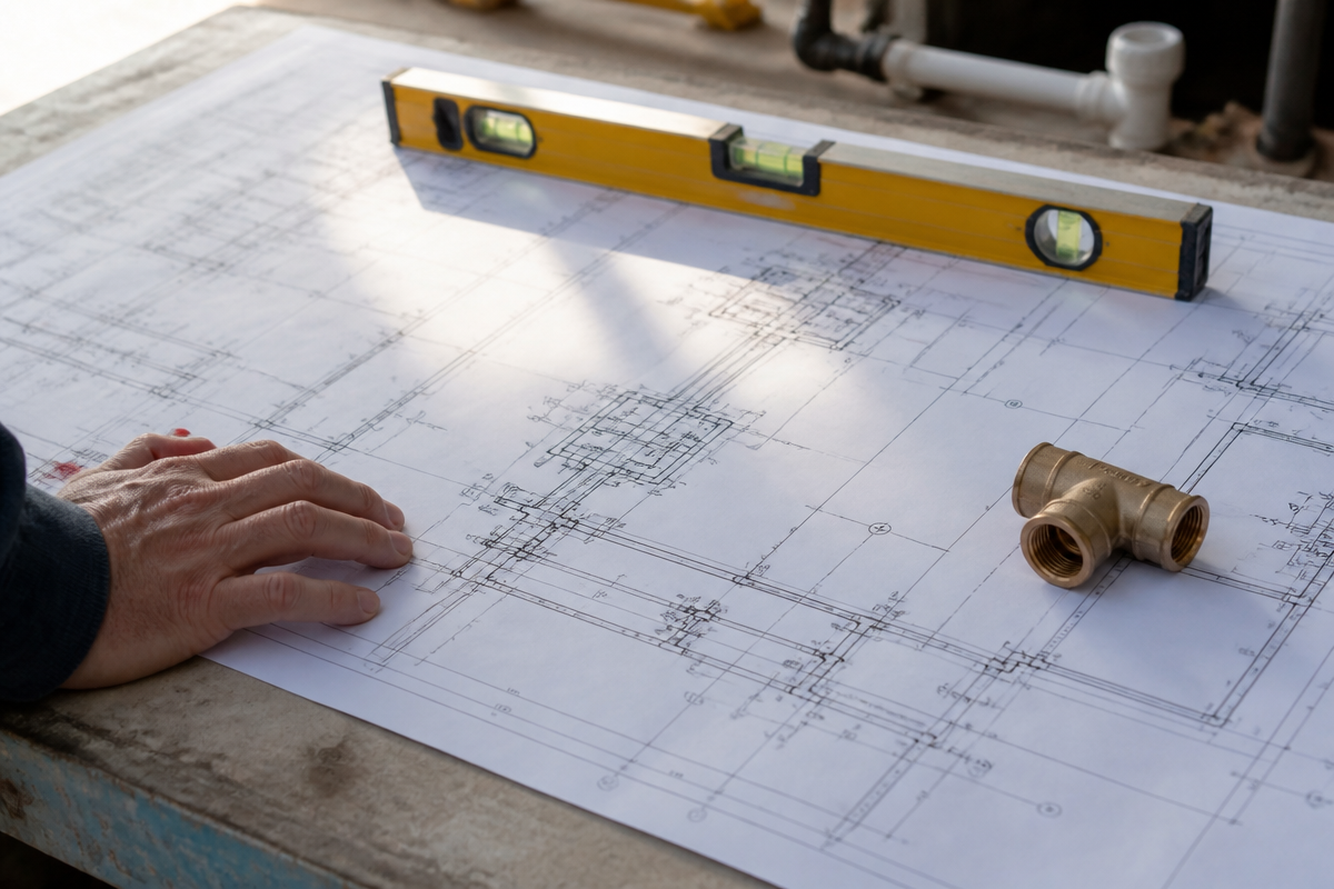 Plumbing plans laid out for estimating