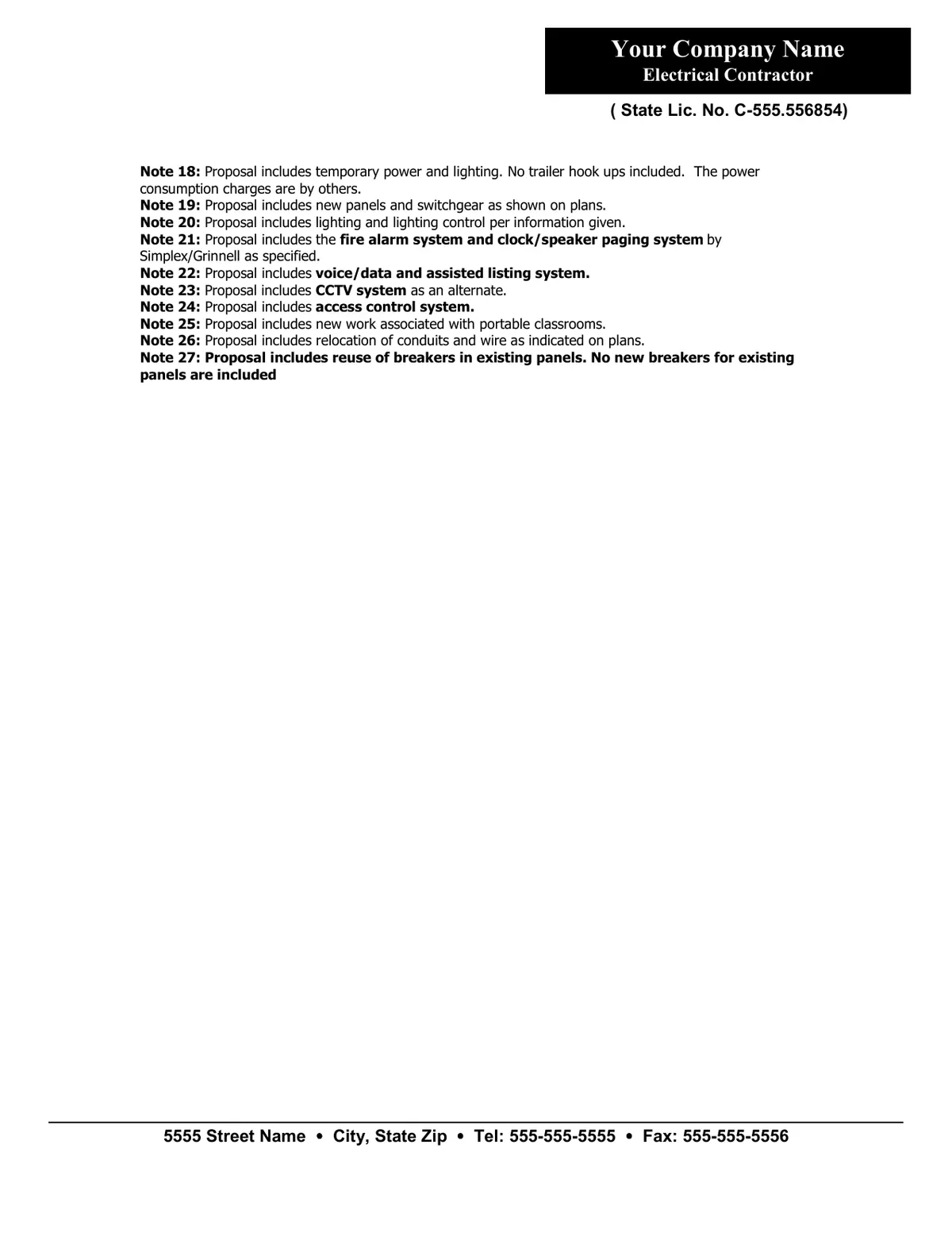 Electrical Estimating Example Project preview, page 2 of 6