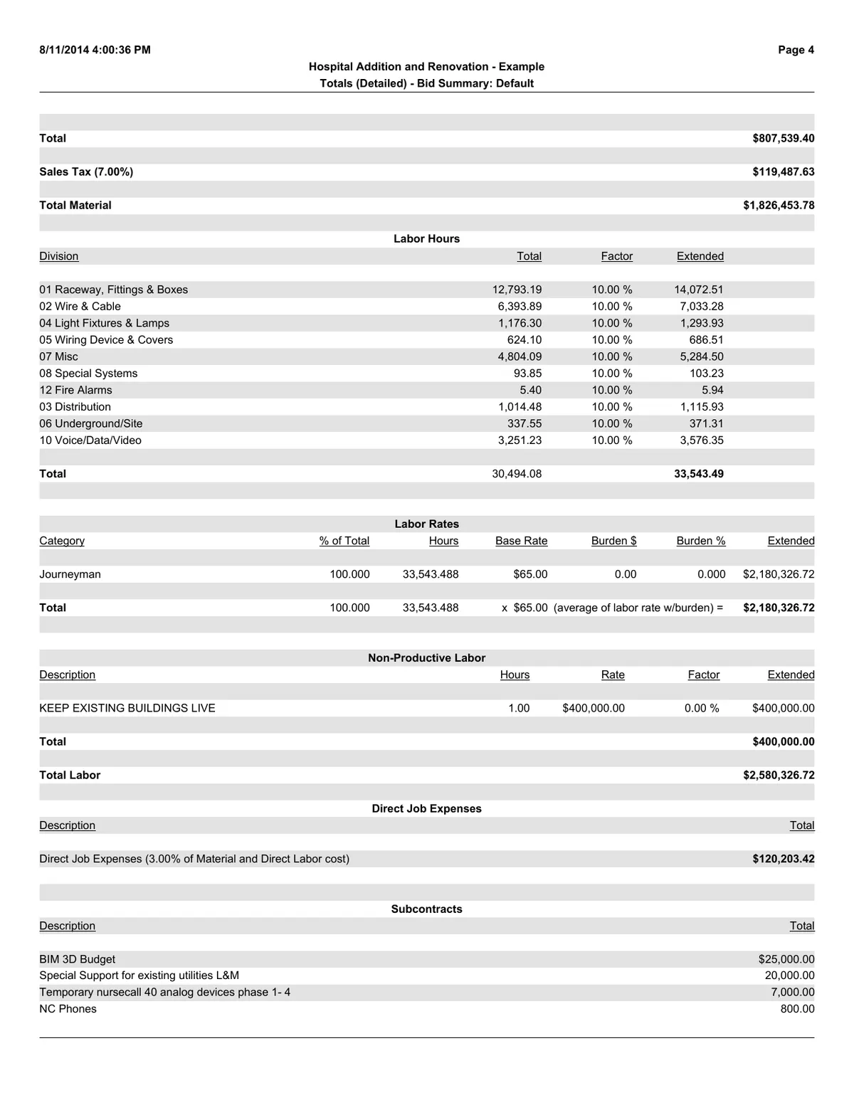 Electrical Example: Hospital Addition and Renovation preview, page 5 of 6