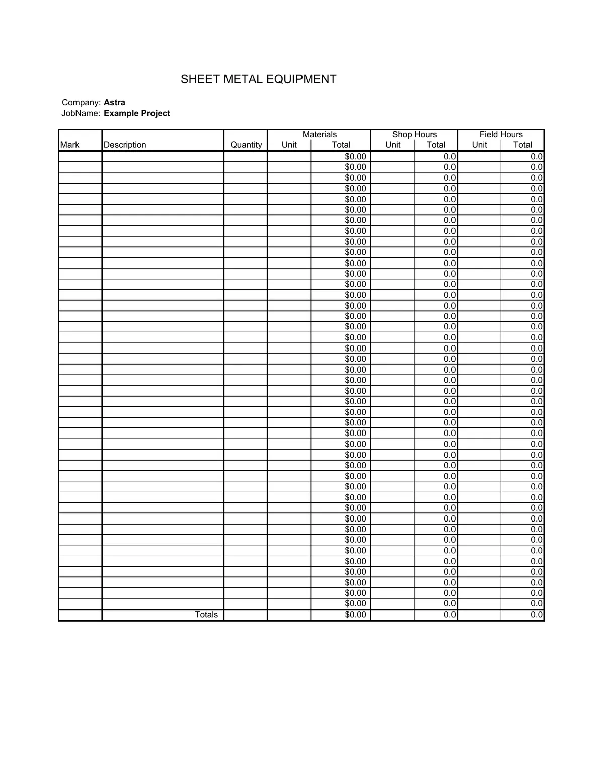 HVAC Estimating Example Project preview, page 3 of 6