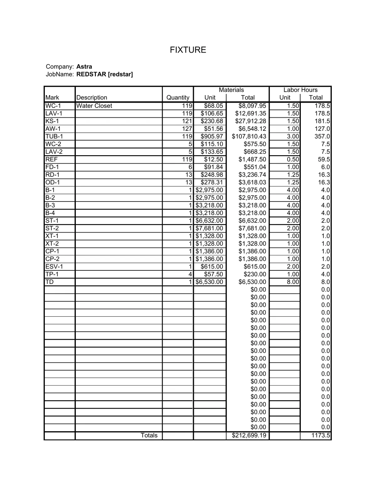 Plumbing Estimating Example Project preview, page 3 of 6